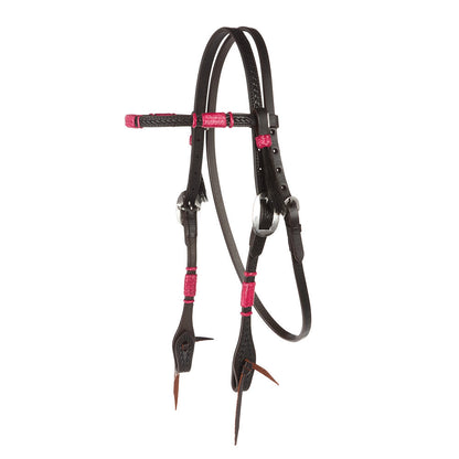 Hot Pink Rawhide Browband Headstall