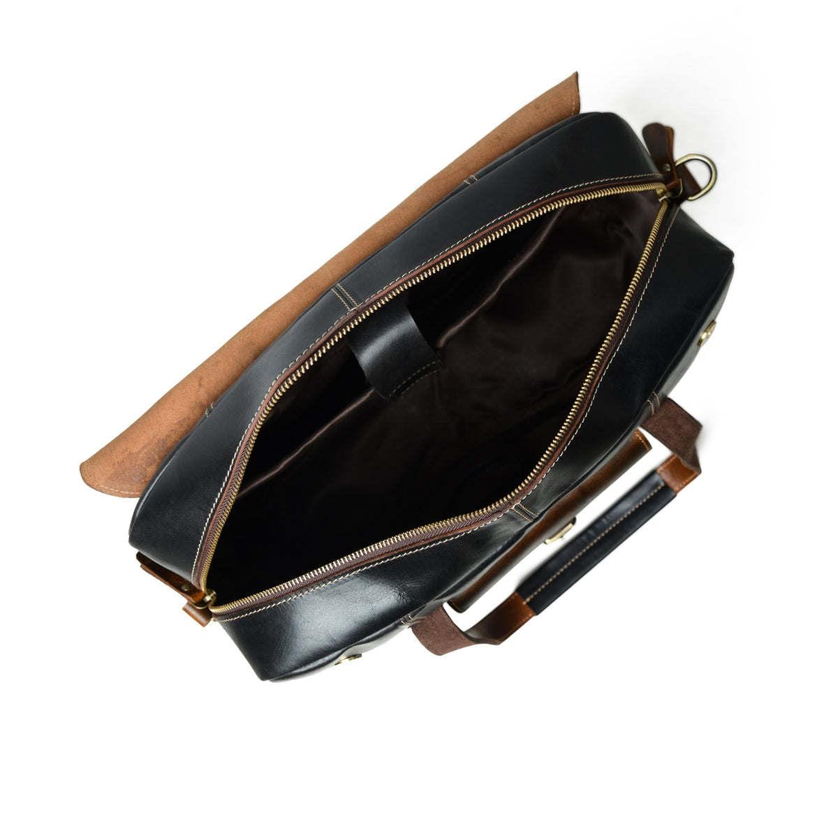 Two-Tone Top Handle Briefcase by Classy Leather Bags, view 6