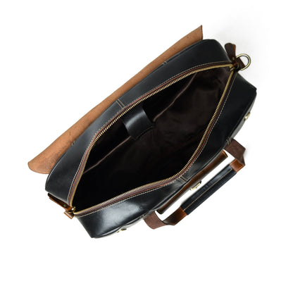 Two-Tone Top Handle Briefcase by Classy Leather Bags, view 6