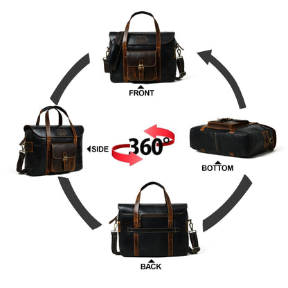 Two-Tone Top Handle Briefcase by Classy Leather Bags, view 8