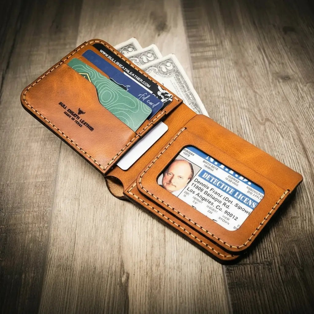 Oath Badge Bifold Wallet by Bull Sheath Leather, view 9