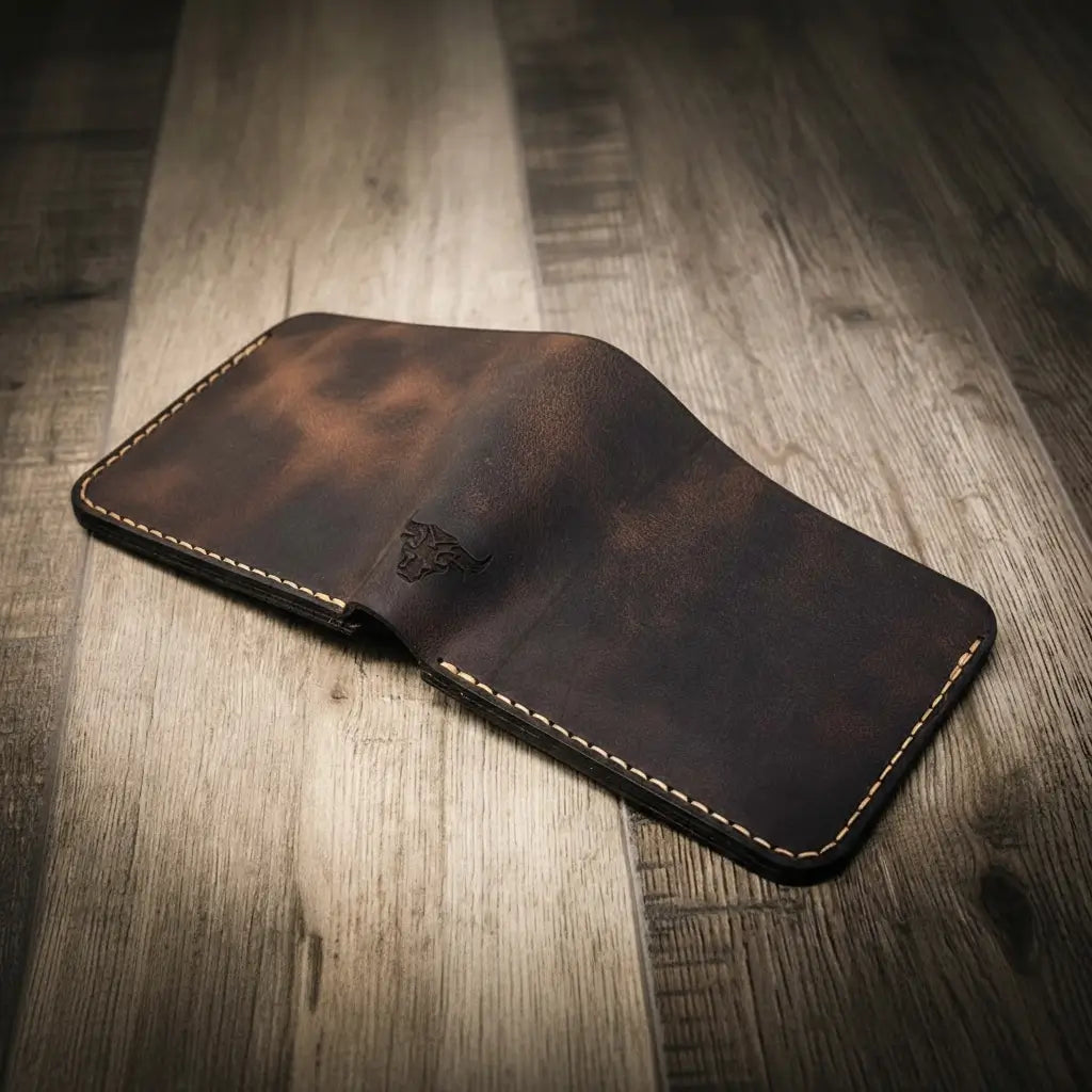 Oath Badge Bifold Wallet by Bull Sheath Leather, view 3