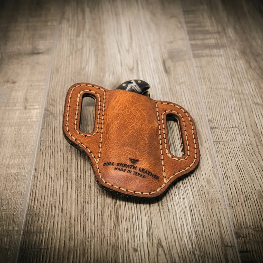 Full-grain leather folding knife belt sheath by Bull Sheath, view 6