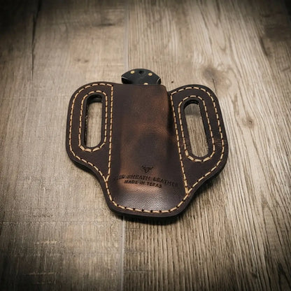 Full-grain leather folding knife belt sheath by Bull Sheath, view 4