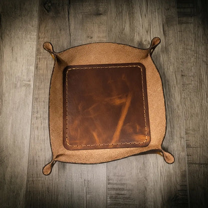 Nightstand Leather Valet Tray by Bull Sheath Leather