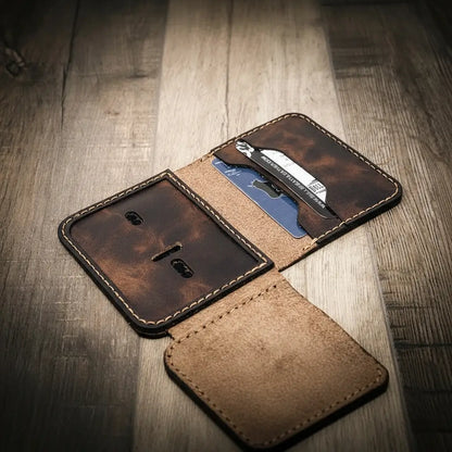 Slim full-grain leather badge wallet by Bull Sheath, view 8
