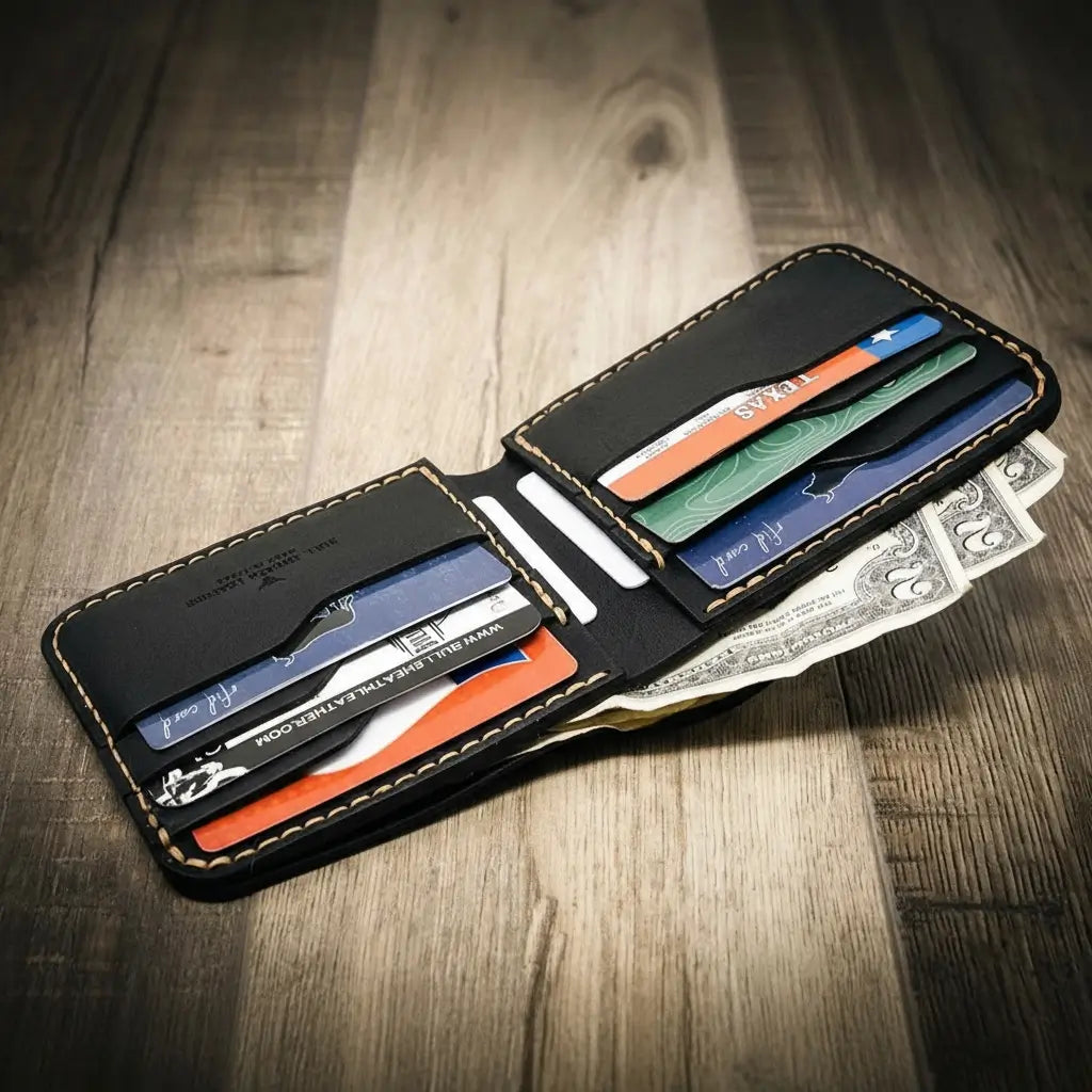 Big Bend Bifold Wallet in Black by Bull Sheath Leather, view 4
