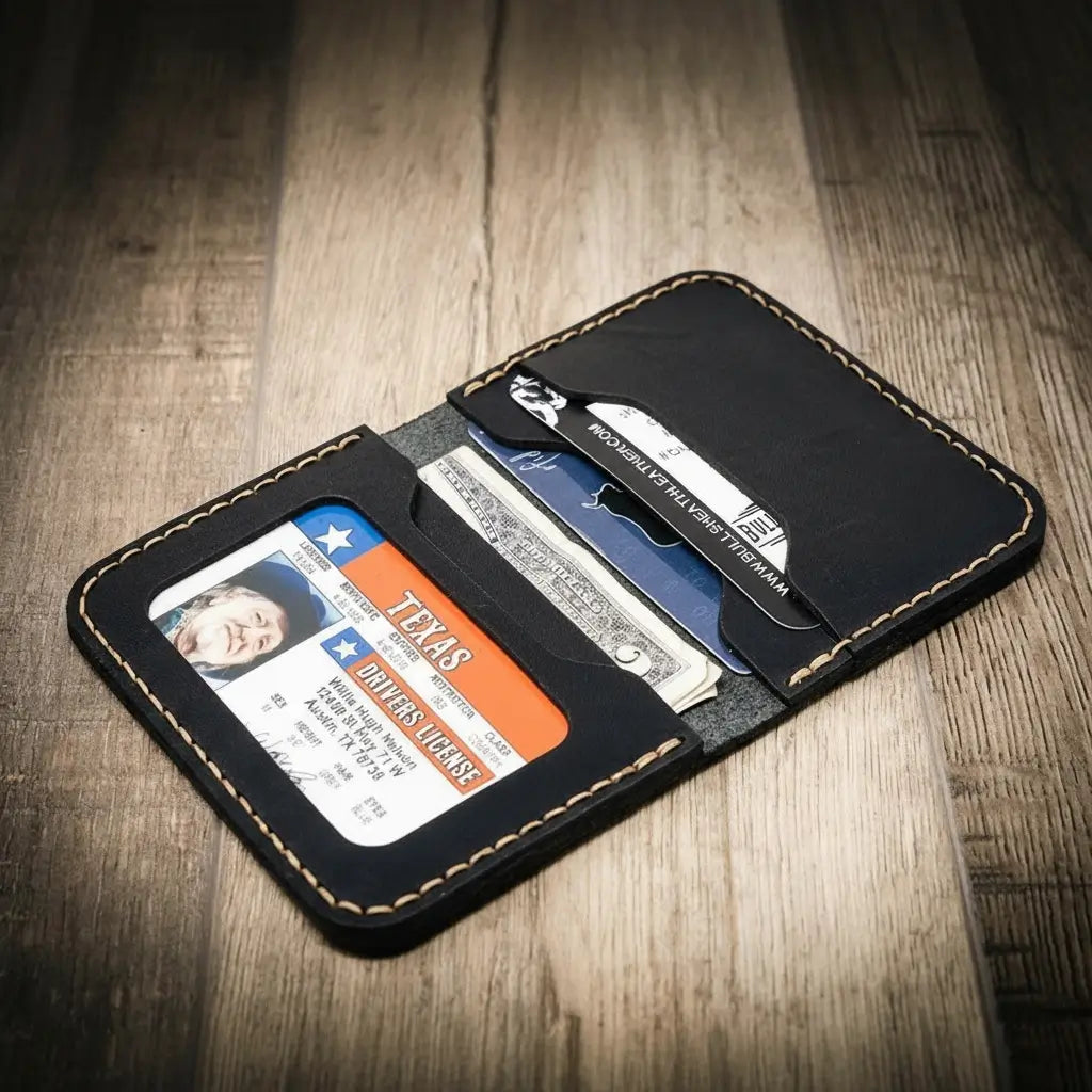 Georgetown Slim Wallet in Black by Bull Sheath Leather, view 2