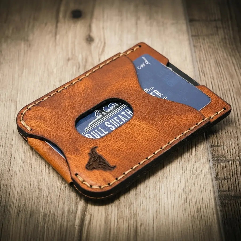 Keller Leather Money Clip in Chestnut Brown by Bull Sheath Leather