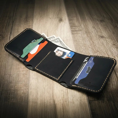 Trinity River Trifold Wallet in Black by Bull Sheath Leather