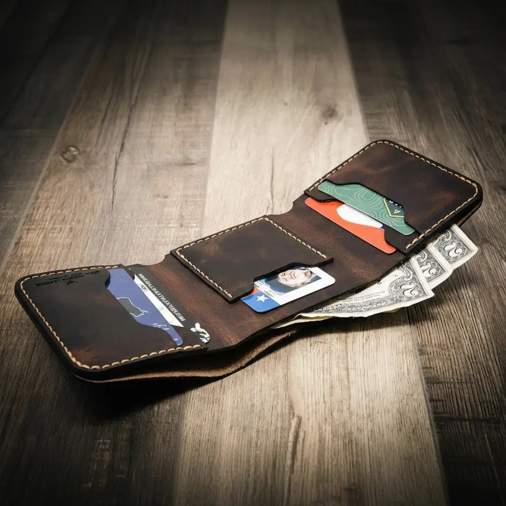 Trinity River Trifold Wallet by Bull Sheath Leather, view 2