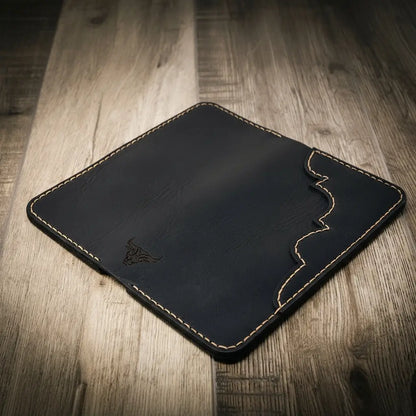 Tooled Western Long Wallet in Black by Bull Sheath Leather, view 3