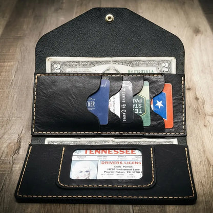 Sugar Land Wrap Clutch Wallet in Black by Bull Sheath Leather