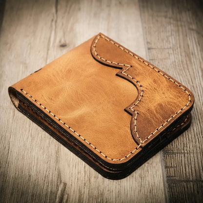 Western medallion full-grain leather bifold wallet by Bull Sheath, view 3