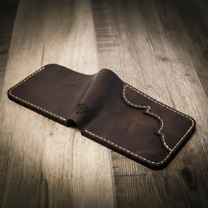 Western medallion full-grain leather bifold wallet by Bull Sheath, view 9