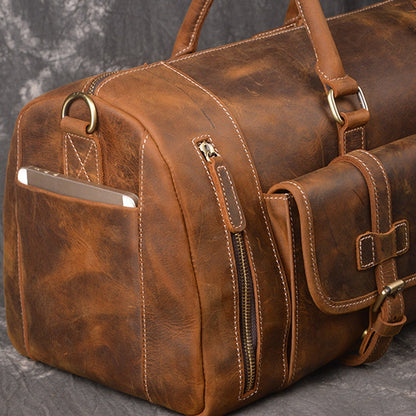 The Crazy Horse Leather Holdall, view 4