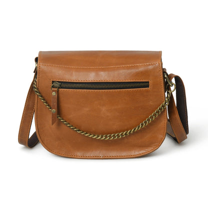 Tan Brown Buckle Satchel by Classy Leather Bags, view 3