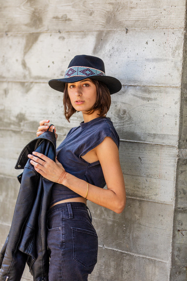Black Alpaca Felt Fedora by Andeana Hats