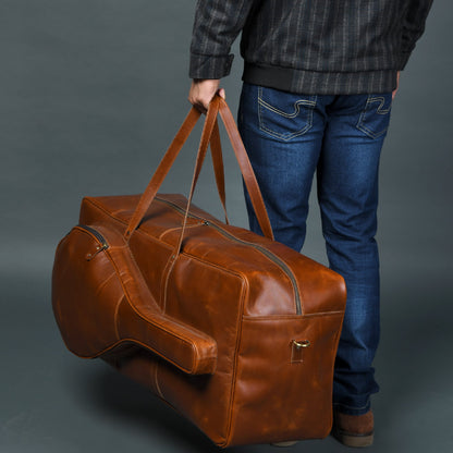 Tan Leather Tennis Duffle by Classy Leather Bags, view 3