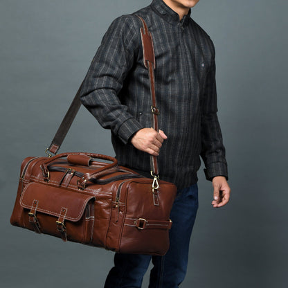 Vintage Brown Buckle Duffle by Classy Leather Bags, view 2
