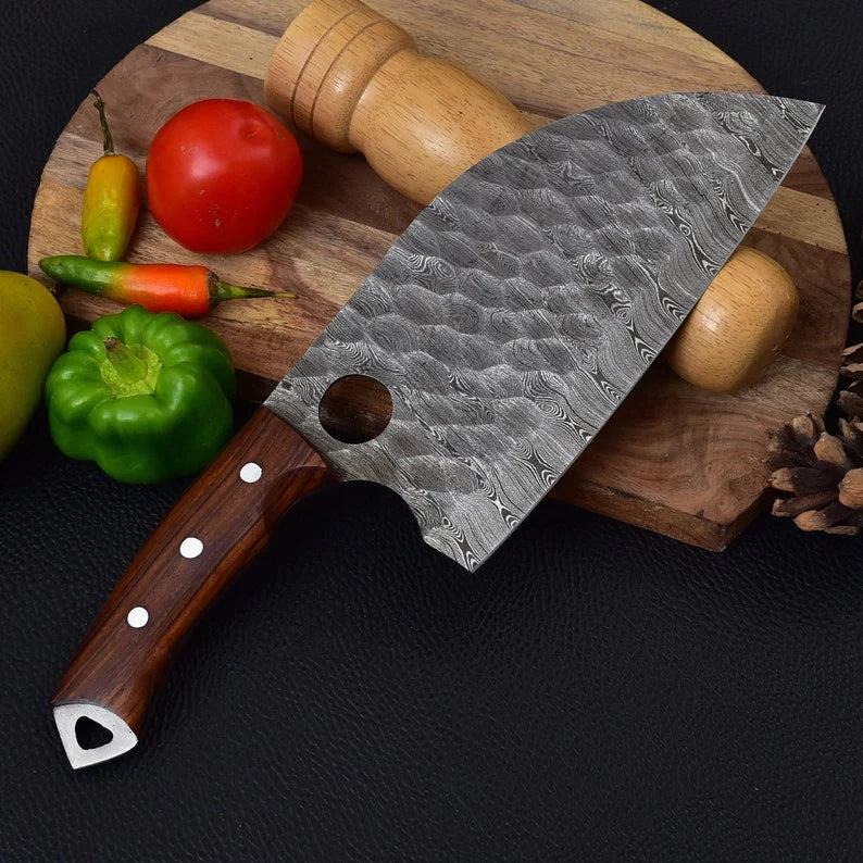 The 12.6-Inch Damascus Cleaver | Texan Knives