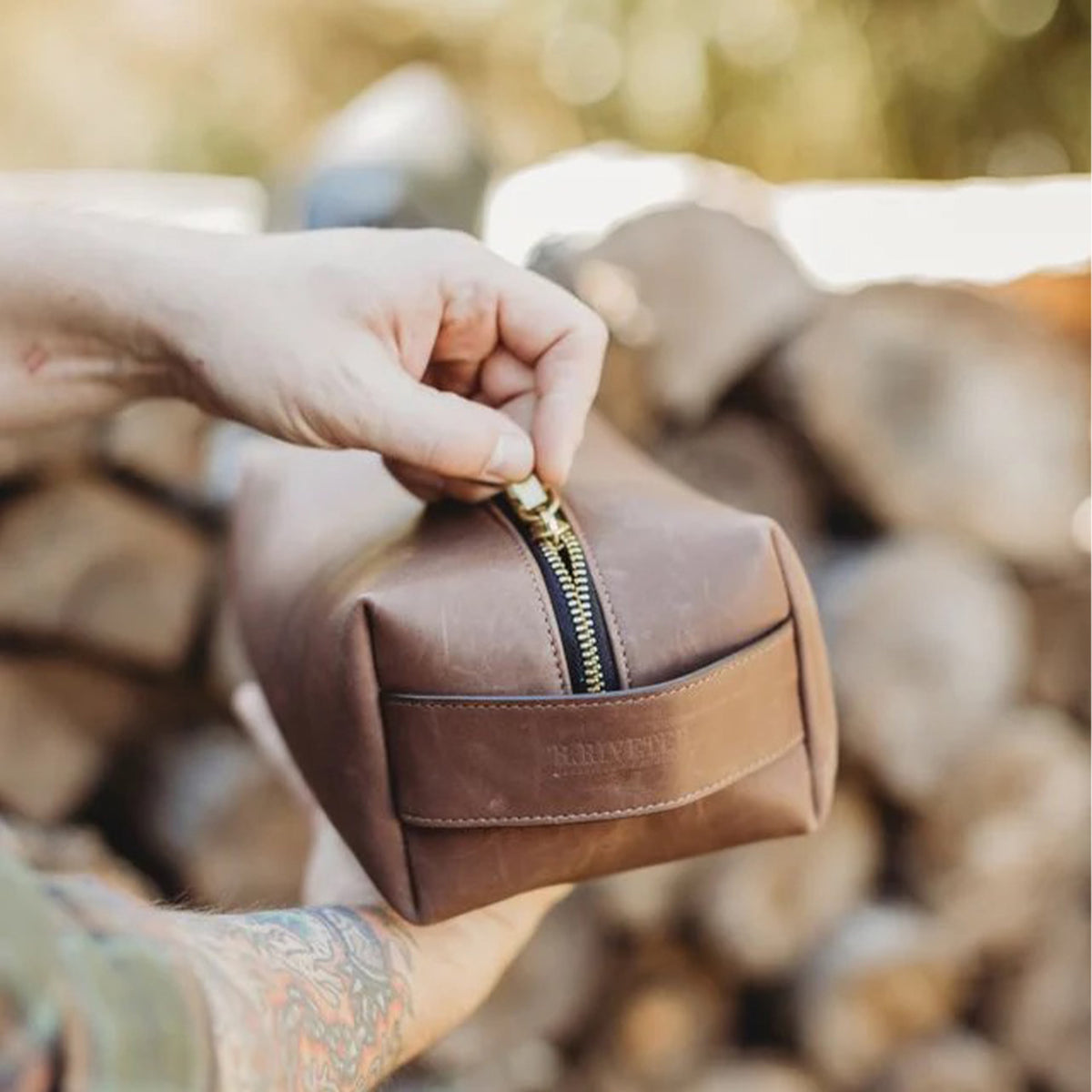 The Brown Leather Dopp Kit, view 2