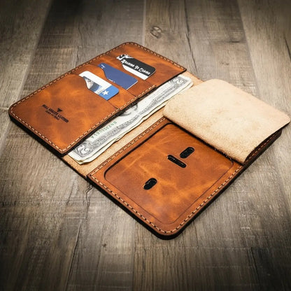 Tall full-grain leather badge long wallet by Bull Sheath, view 9