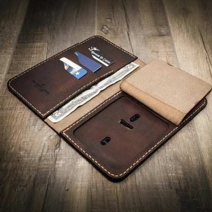 Tall full-grain leather badge long wallet by Bull Sheath, view 5