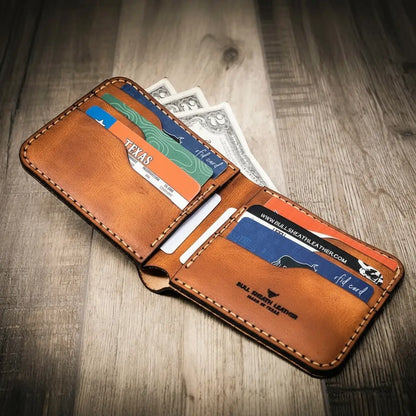Big Bend Bifold Wallet in Chestnut Brown by Bull Sheath Leather