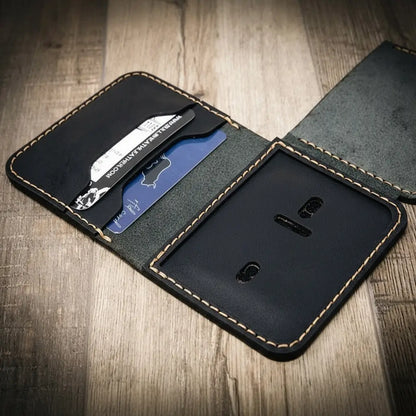 Slim full-grain leather badge wallet by Bull Sheath, view 16