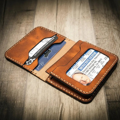 Slim full-grain leather badge wallet by Bull Sheath, view 15