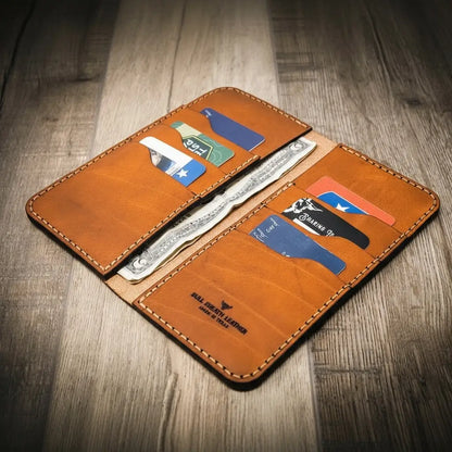 Houstonian Long Wallet in Chestnut Brown by Bull Sheath Leather
