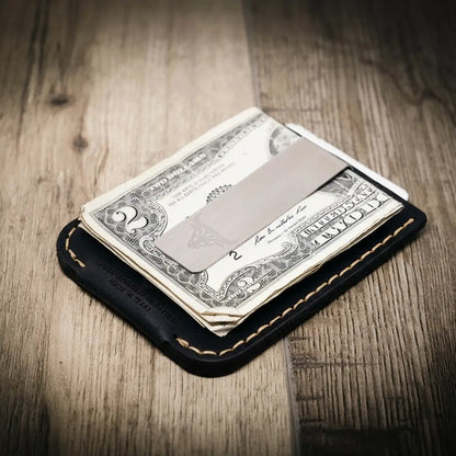 Keller Leather Money Clip in Black by Bull Sheath Leather, view 2
