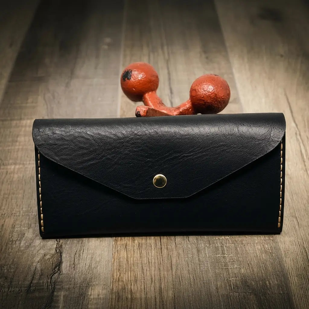 Sugar Land Wrap Clutch Wallet in Black by Bull Sheath Leather, view 2