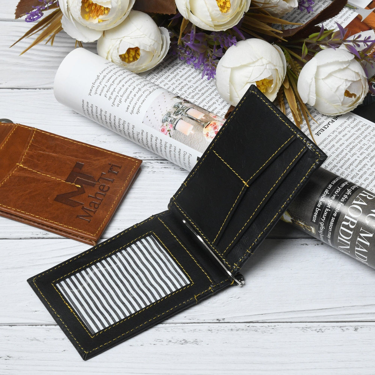 Finley Black Money Clip Wallet by Classy Leather Bags