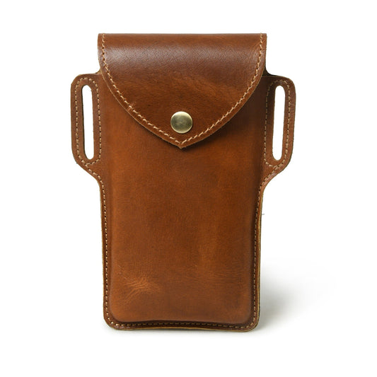 Tan brown leather belt phone holster case