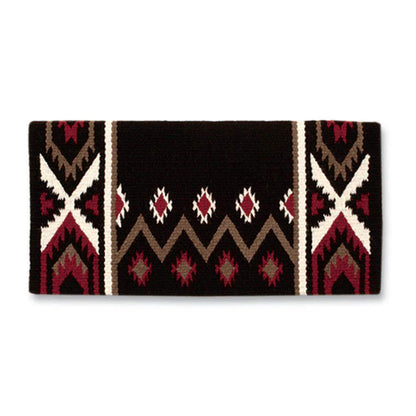 Coffee brown, red and cream Phoenix pattern wool saddle blanket