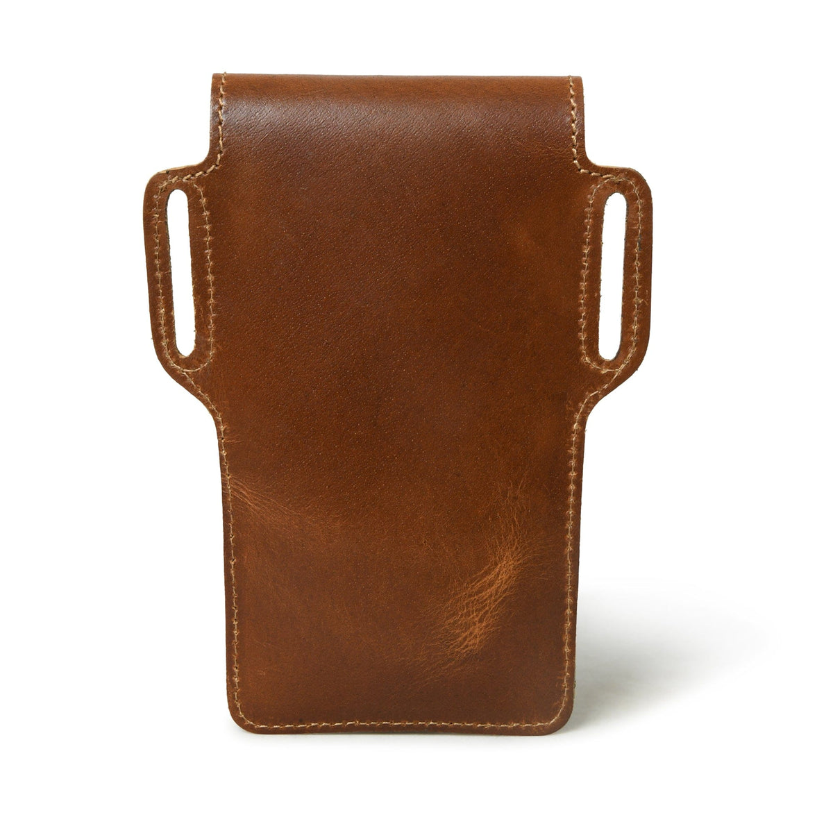 Tan brown leather belt phone holster case, view 4
