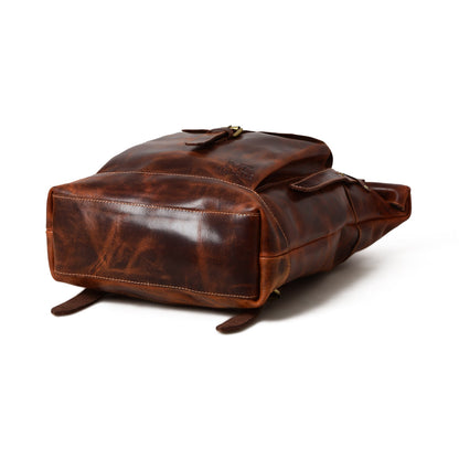 Brown Roll Top Backpack by Classy Leather Bags, view 4