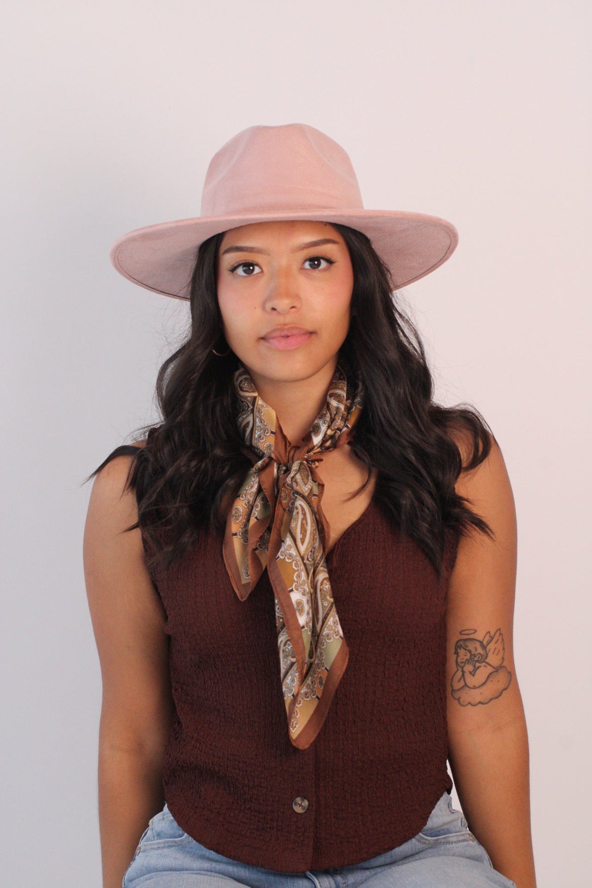 Pale Dusty Rose Wanderer Rancher Hat by Wilder and Soul
