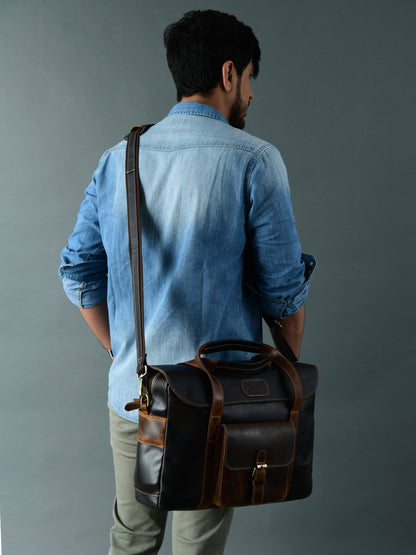 Two-Tone Top Handle Briefcase by Classy Leather Bags, view 2