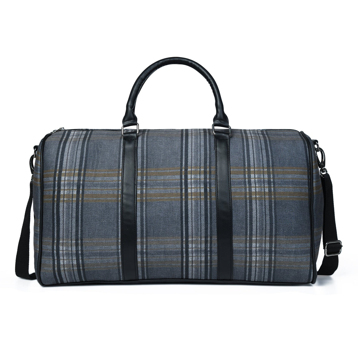 Grey Plaid Canvas Duffle by Classy Leather Bags, view 2