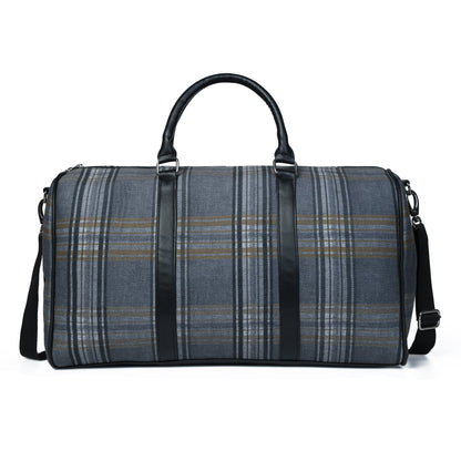 Grey Plaid Canvas Duffle by Classy Leather Bags, view 2