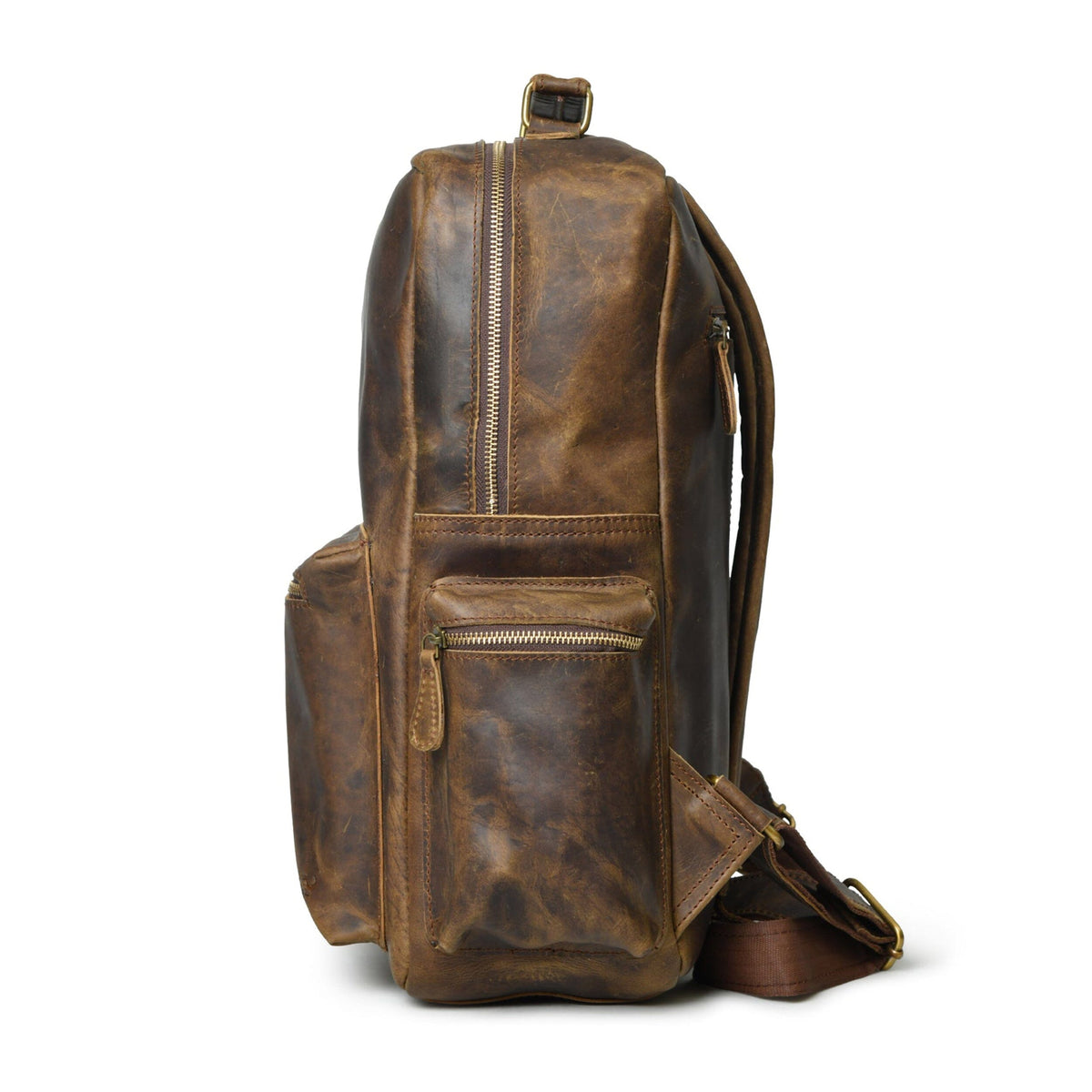 Vintage Brown Buffalo Backpack by Classy Leather Bags, view 3