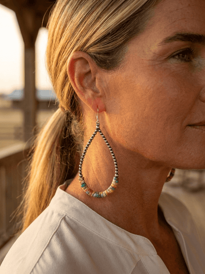 The Spiny Oyster Teardrop Earrings, orange spiny oyster and turquoise, view 9