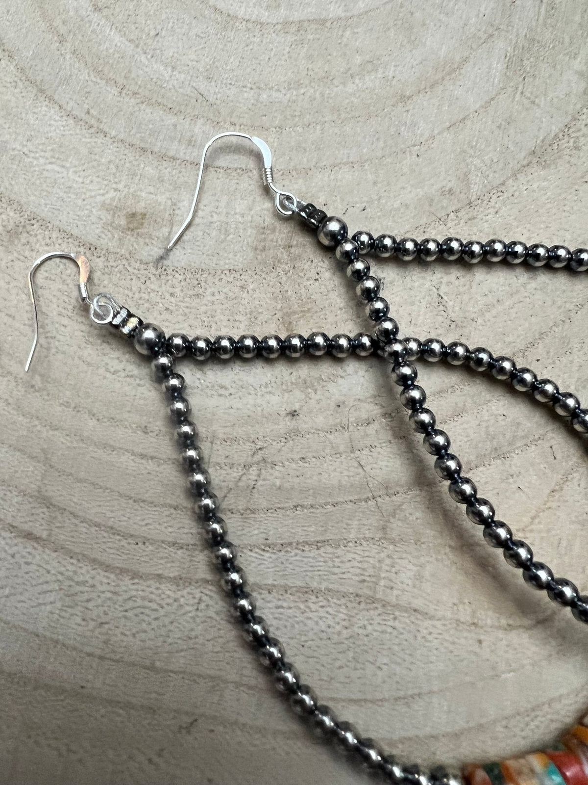 The Spiny Oyster Teardrop Earrings, orange spiny oyster and turquoise, view 7