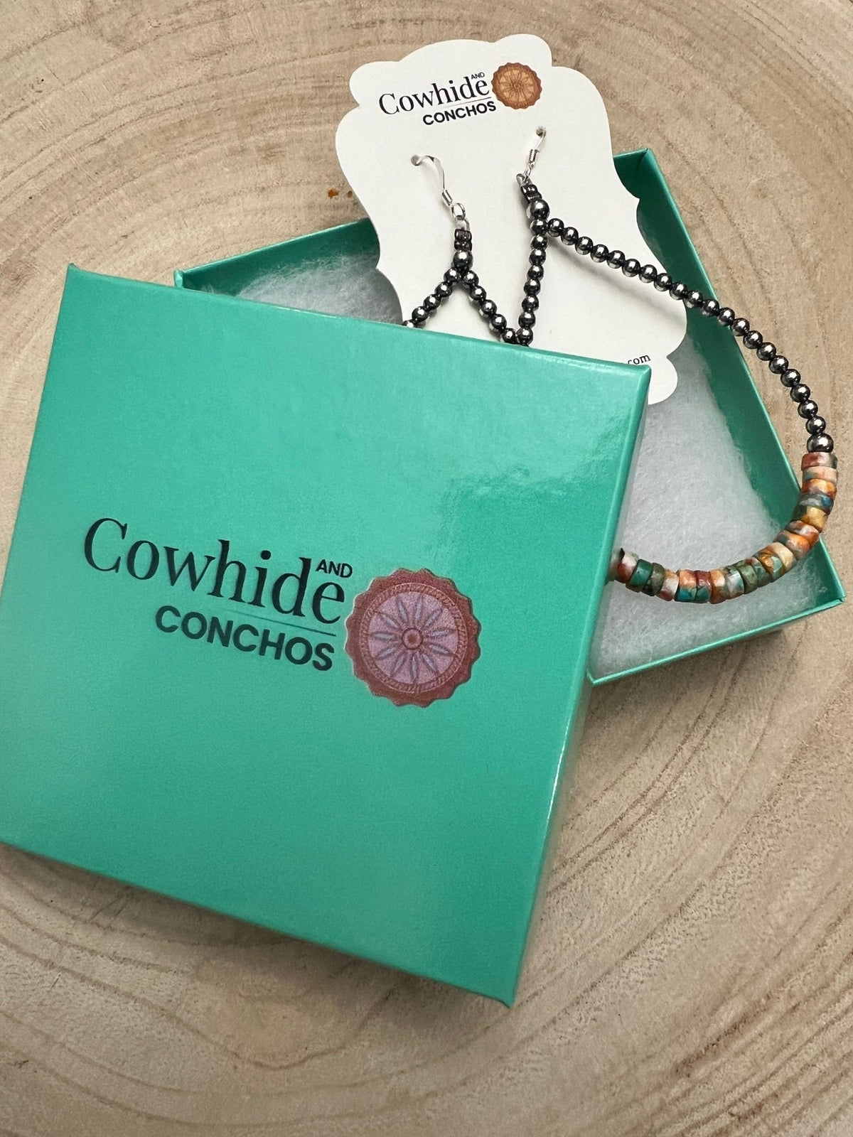 The Spiny Oyster Teardrop Earrings, orange spiny oyster and turquoise, view 3