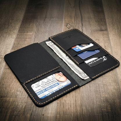 Tall full-grain leather badge long wallet by Bull Sheath, view 16