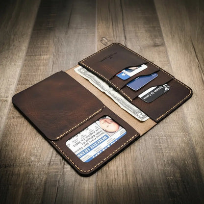 Tall full-grain leather badge long wallet by Bull Sheath, view 8