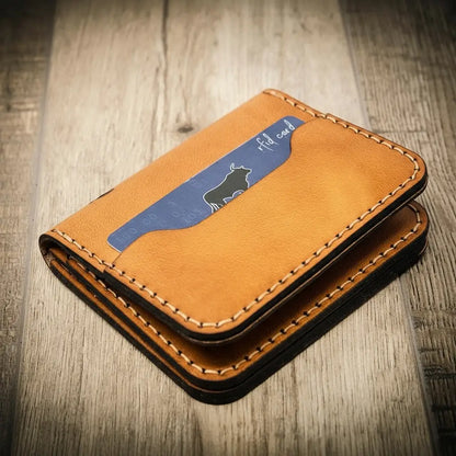 Slim full-grain leather badge wallet by Bull Sheath, view 4